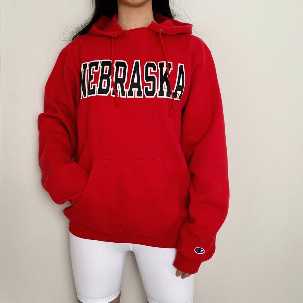 Vintage Champion university of Nebraska red hoodie